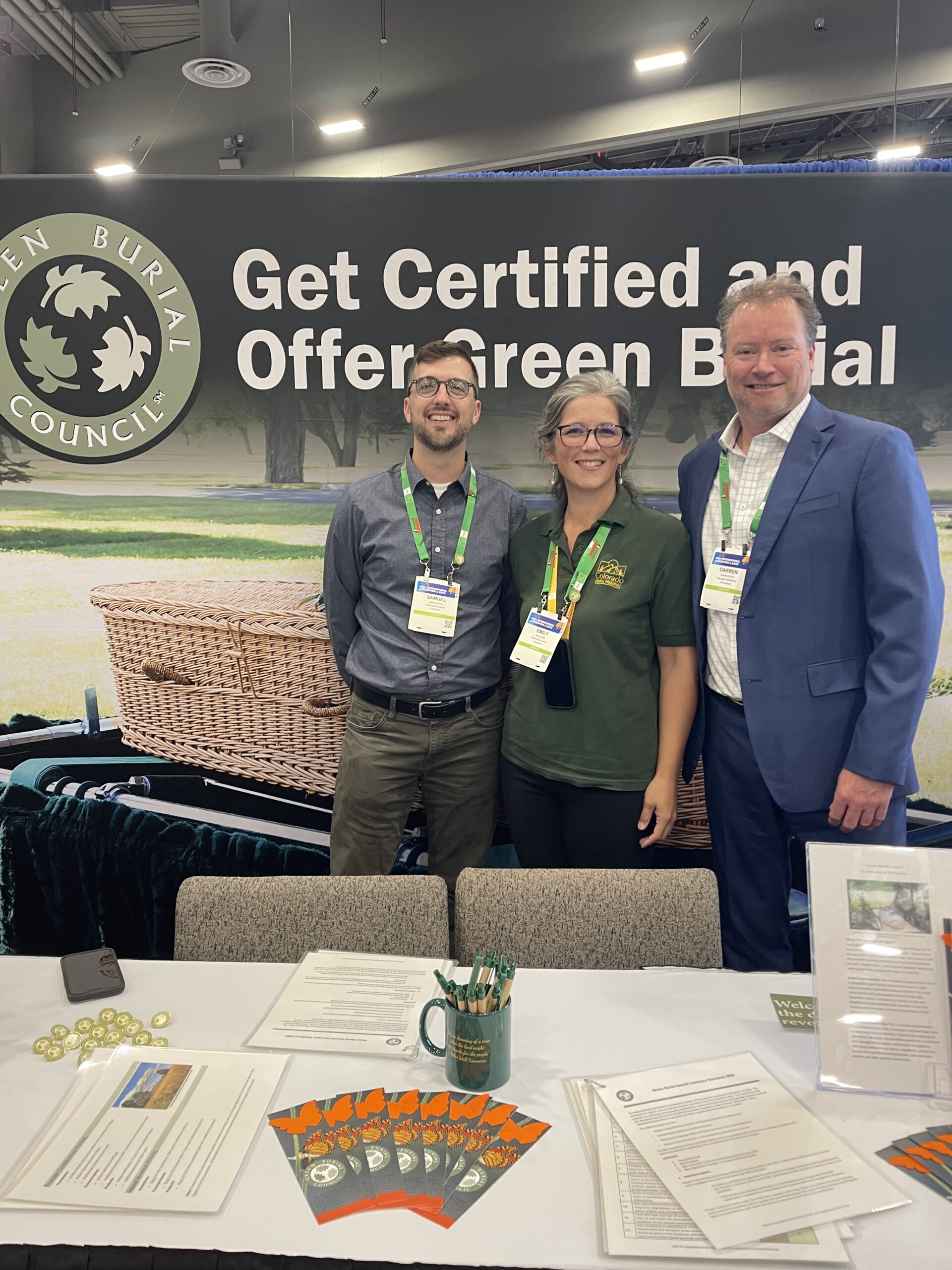 Sam P., Emily, and Darren at the 2023 NFDA Expo